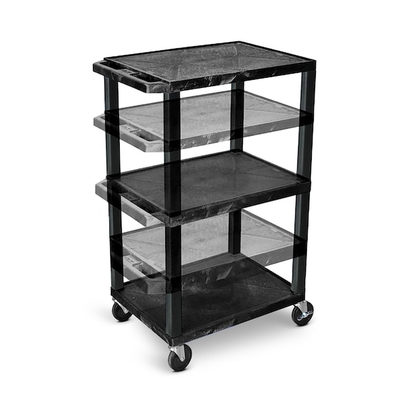 Luxor Multi-Height AV Cart (16"- 42" height) - 3 Shelves with Electric- Black Legs WT1642E - main